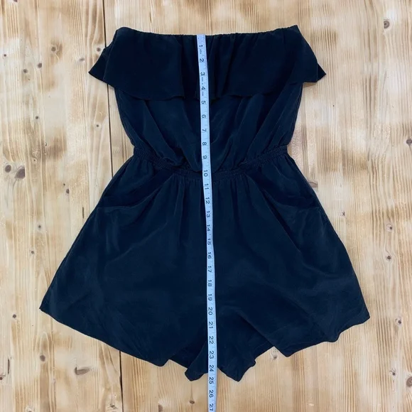 Wilfred 100% Silk Black Strapless Short Romper Sz S